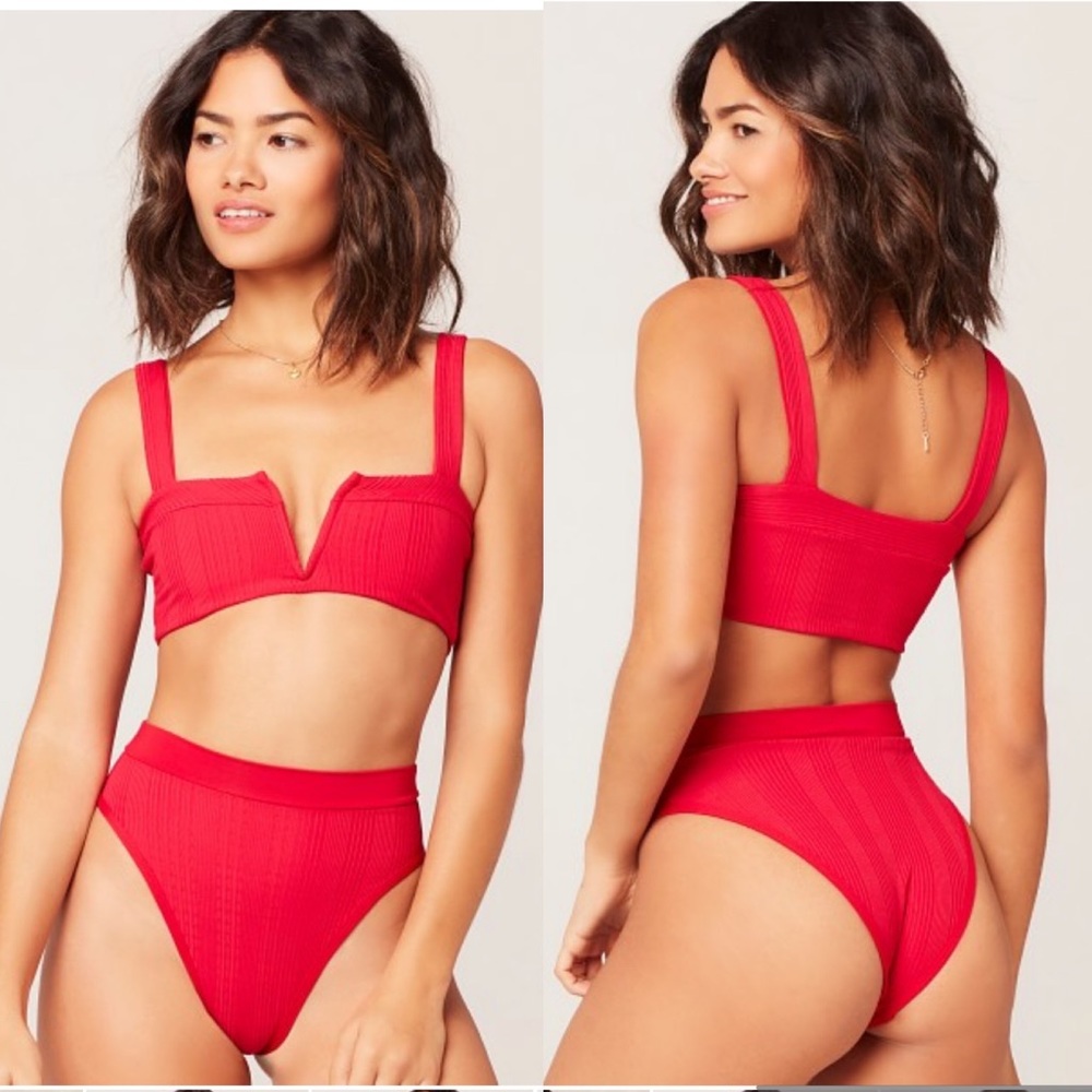 l*space Red Ribbed Bikini Set